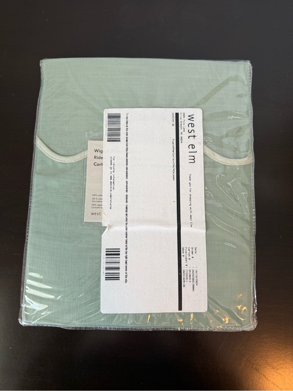 West Elm Sage Green Ripple Shower Curtain - Picture 3 of 4